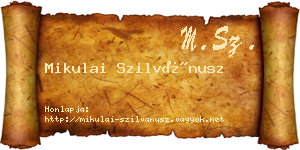 Mikulai Szilvánusz névjegykártya